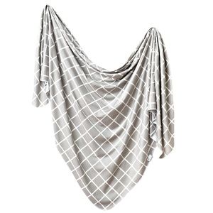 Copper Pearl Midway Windowpane Grey Swaddle Blanket